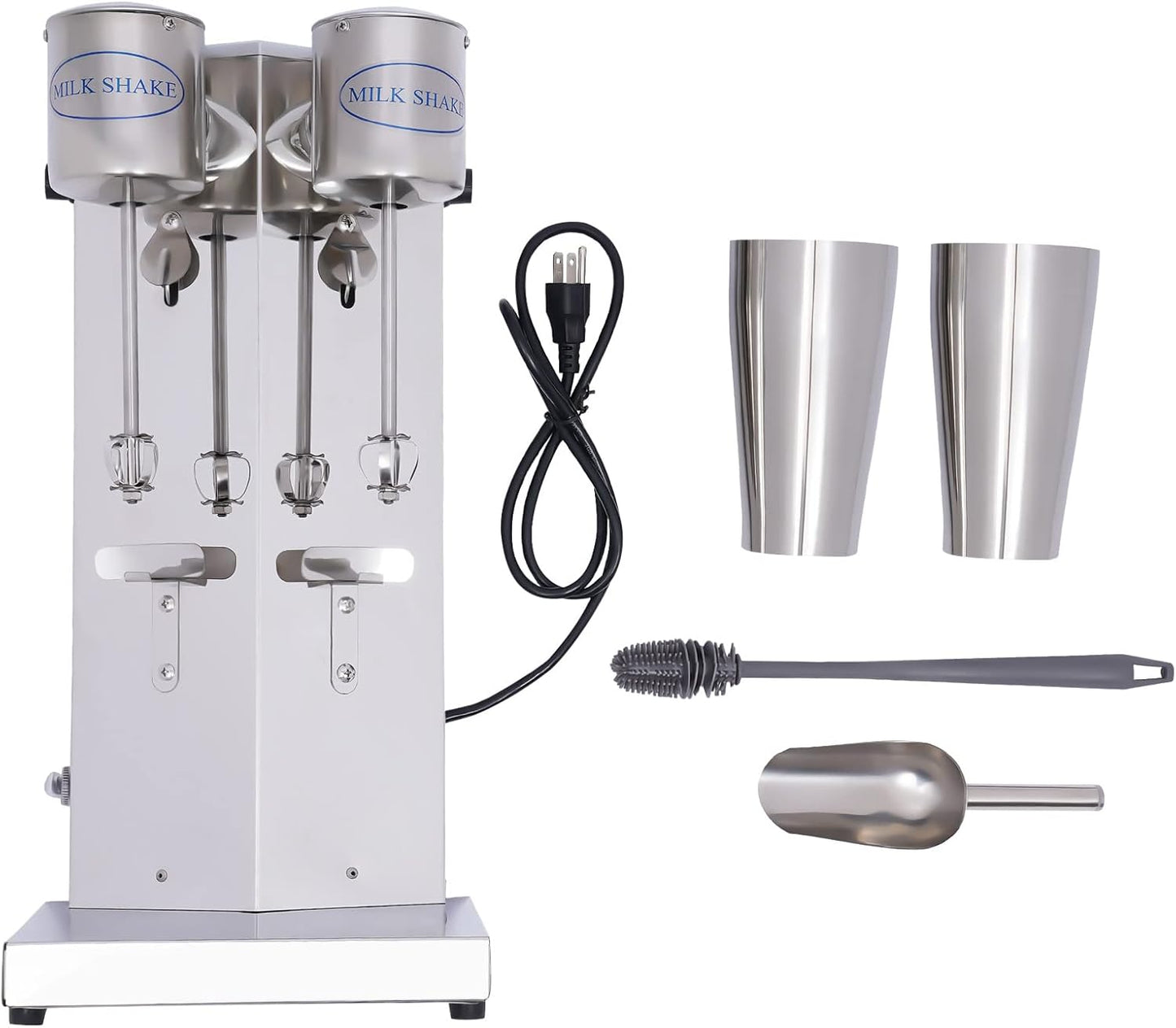 Stainless Steel Milk Shaking Machine, Electric Drink Mixer, Heavy-Duty Drink Mixer with Double Head, Commercial Restaurant-Quality Retro Milkshake Maker, 180W