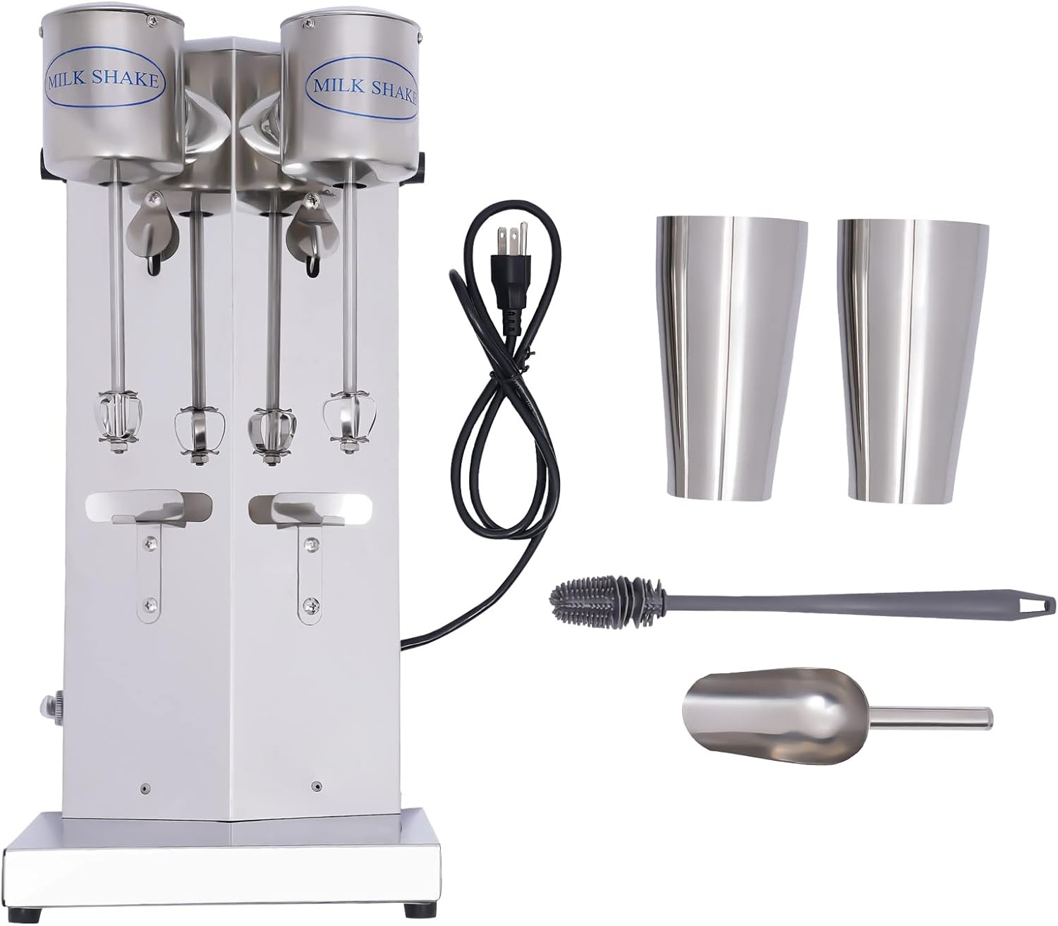 Stainless Steel Milk Shaking Machine, Electric Drink Mixer, Heavy-Duty Drink Mixer with Double Head, Commercial Restaurant-Quality Retro Milkshake Maker, 180W