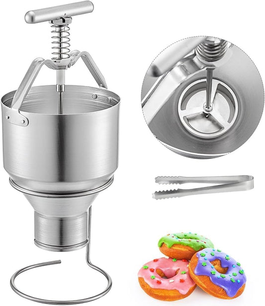 Manual Donut Dispenser with 5L Capacity Hopper and 6 Adjustable Thicknesses - Food-Grade Aluminum Donut Dropper for Home & Commercial Use