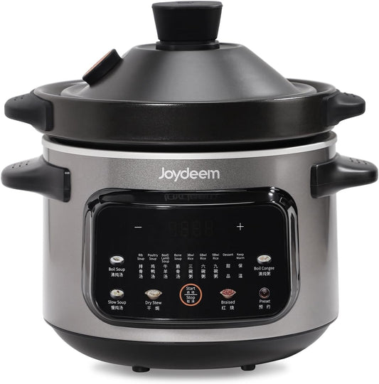 Joydeem 4 Quart Electric Stew Pot, 500W Multi-Functional Cooking Pot with Ceramic Inner, Soup, Porridge, Stew, Braise, with Auto Keep Warm & Timer DDG-A400