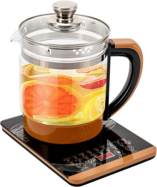 1.8L Glass Electric Kettles, Smart Touch Screen Stainless Steel Glass Boiler Hot Water with Tea Infuse, Tea Maker with 18 Smart Menu, with Steamed Egg Rack