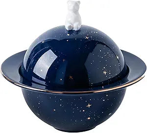 Pet Urn for Dogs and Cats,Ceramic Dog Urn, Large Dog Urn for Ashes, Memorial Cremation Urn for Ashes, Waterproof Ceramic Urn with Starry Sky & Bear Design, 22â€“25 oz, Suitable for Pets up to 40 lb