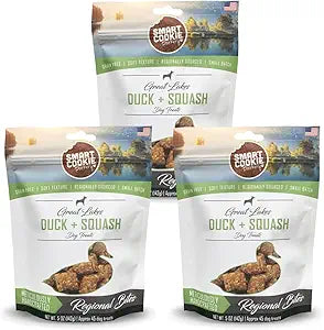 Smart Cookie All Natural Dog Treats - Duck & Squash - Training Treats for Dogs & Puppies with Allergies, Sensitive Stomachs - Soft Dog Treats, Chewy, Grain Free, Made in USA - 5oz, Pack of 3