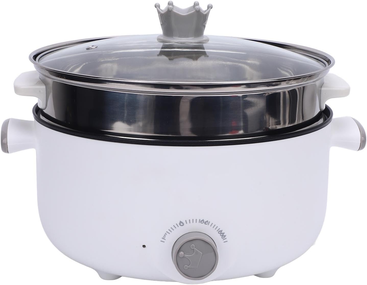Hot Pot Electric with Steamer Hot Pots Pot with Steaming Basket Multifunctional Non Stick Electric Skillet Electric Cooker with Power Control for Cooking Stewing Steaming Hot Pot (US Plug)