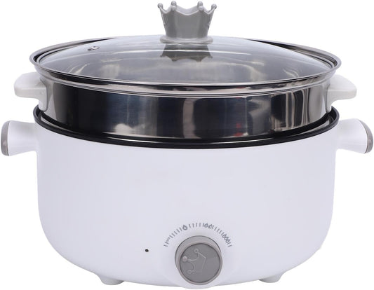 Hot Pot Electric with Steamer Hot Pots Pot with Steaming Basket Multifunctional Non Stick Electric Skillet Electric Cooker with Power Control for Cooking Stewing Steaming Hot Pot (US Plug)