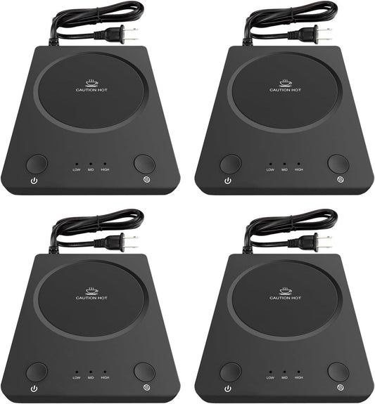 SEALON SLM03 Electric Coffee Mug Warmer (Black, 4 Pack) - 3-Temperature Desk Cup Warmer with Auto Shut-Off (4 Hours) for Heating Coffee, Tea, Milk & Beverages