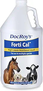 Doc Roy's Forti Cal Liquid, High Calorie Energy Supplement for Dogs, Cats, Horses, Livestock, Supports Weight Gain, Recovery, Hydration, Omega 3 6 9, Vitamins A D3 E C B Complex, Made in USA, 1 Gallon