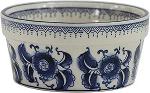 Handpainted Blue & White Vintage Porcelaine Dog Bowls, Anti-Slip Heavy Ceramic Dog Pets Feeding Food Water Bowls Dish, 27OZ for Medium Large Dogs and Cats,Dishwasher and Microwave Safe-6.5"