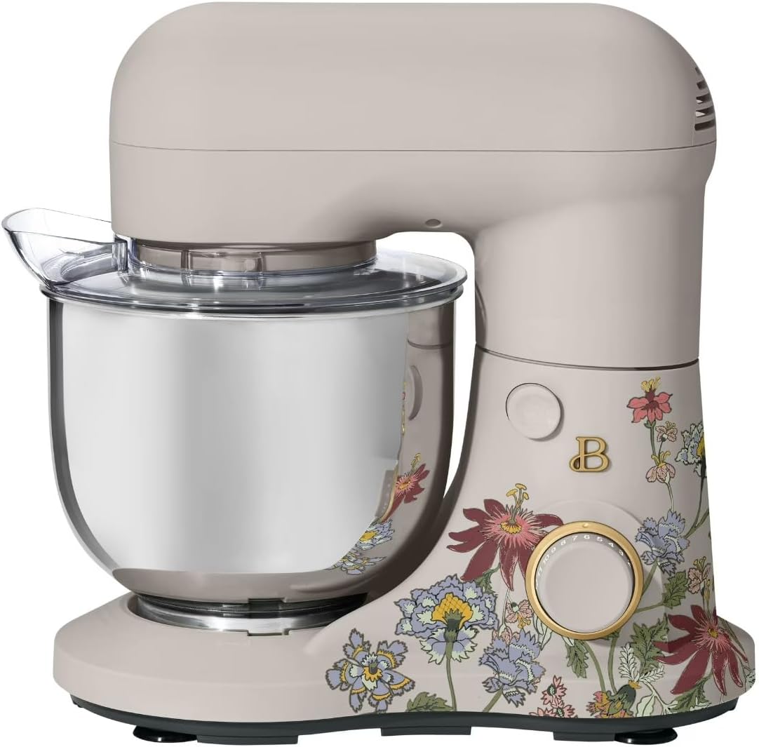 Beautiful 3.5 Qt Electric Stand Mixer, 300W 12-Speed Kitchen Mixer, Household Food Mixers include Dough Hook, Beater and Whisk, Bread Cake for Baking and Home Cooks (Wildflower Porcini)