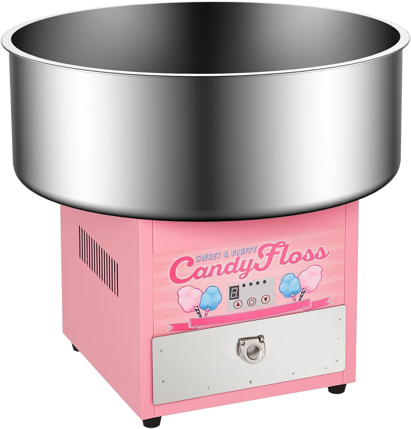 Electric Cotton Candy Maker Commercial, Cotton Candy Machine for Kids with 20 in Stainless Steel Bowl for Family, Party, Amusement Park, Carnival- Pink