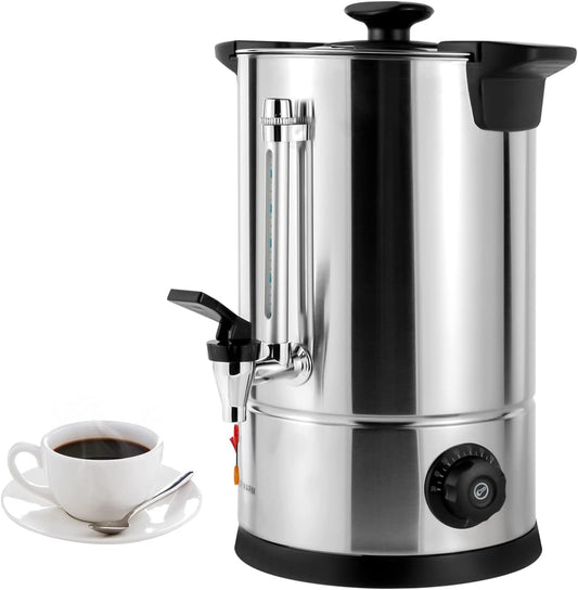 Commercial Grade Stainless Steel Percolate Coffee Maker with Adjustable Temperature, Double Wall Electric Coffee Urn Hot Water Urn for Catering, 8L/2.11gal