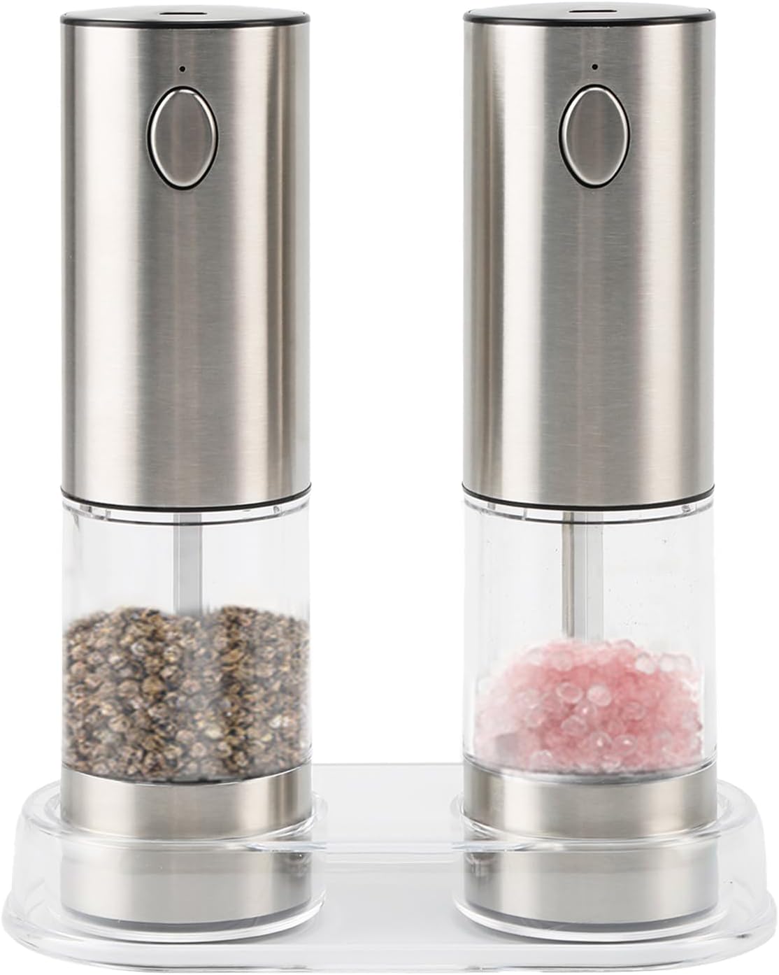 Electric Salt and Pepper Grinder Set, Rechargeable Electric Pepper Shakers Set with Adjustable Coarseness LED Light Housewarming Gifts for New Home