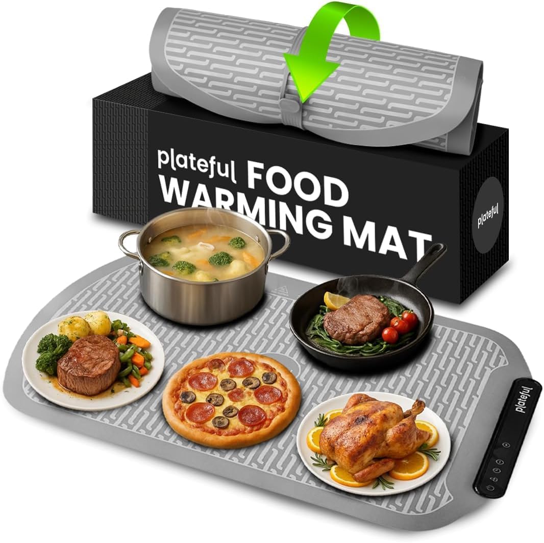 Plateful Warming Mat for Food - Food Warming Mat for Buffets Party, Electric Heating Trays\/Pad Warmer for Countertop, Warm Tray to Keep Plates Hot for Kitchen, Party