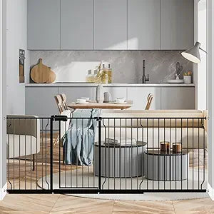 Fairy Baby Extra Wide Baby Gate 85.8-90.5 Inch Wide, Walk Through Pressure Mounted No Drill for Doorways, Long and Large Tension Gate for Pet and Kids