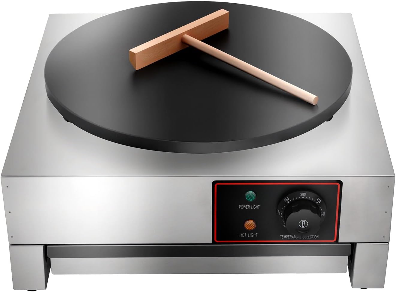 Electric Crepe Maker 1700W Commercial Electric Pancake Machine with 15.75'' Pan Crepe Maker Machine 122-572℉ Temp Control for Kitchens Convenience Stores 17.72 x 20.08 x 9.45in