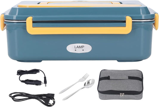 Portable Electric Lunch Box Food Warmer with Stainless Steel Container, Fork, Spoon, Carry Bag for Car, Truck, Home