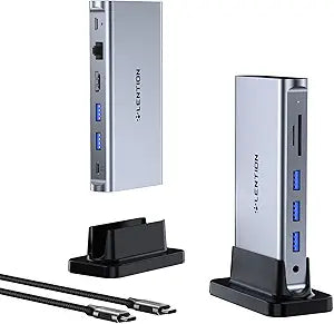 LENTION 11-in-1 USB C Docking Station with Detachable 3.3ft Long Cable, 4K@60Hz HDMI, 100W PD, Ethernet, USB 3.0, SD/TF, Vertical Design for MacBook Pro/Air, Dell, HP, Lenovo, Surface Laptop (D54)