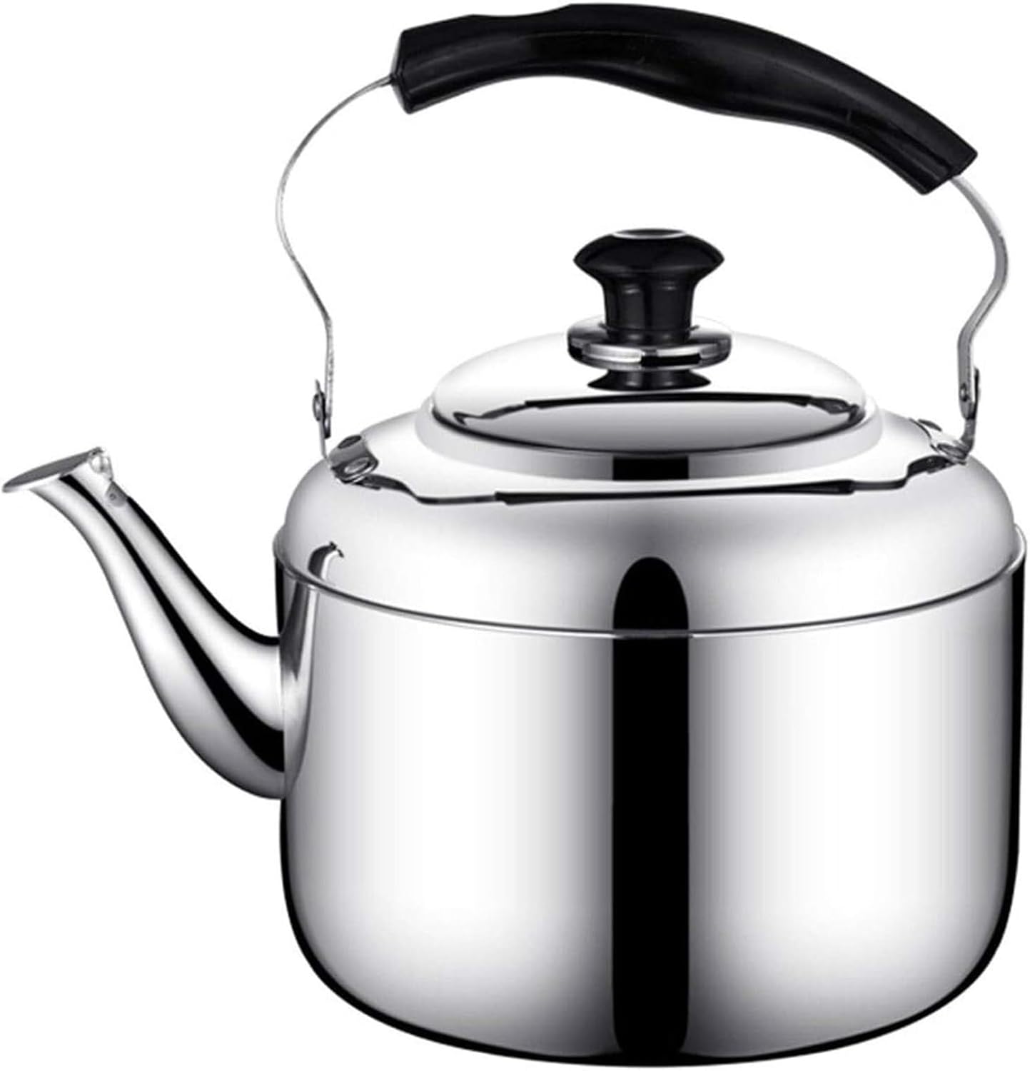 Silver kettle, Tea Kettle Stovetop 304 Stainless Steel, Easy Clean Whistling Tea Kettle for Gas Induction Electric Stovetops(5L)