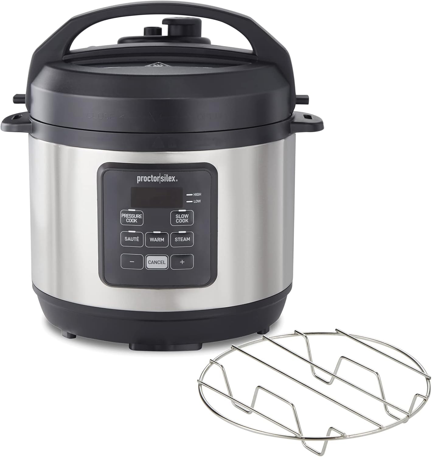 Proctor Silex Proctor-Silex Simplicity 4-in-1 Electric Pressure Cooker, 3 Quart Multi-Function With Slow Cook, Steam, Saut , Rice, Stainless Steel (34503)