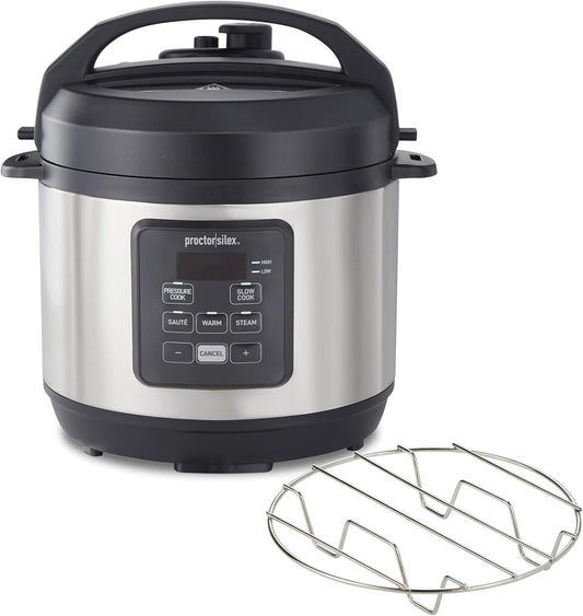 Proctor Silex Proctor-Silex Simplicity 4-in-1 Electric Pressure Cooker, 3 Quart Multi-Function With Slow Cook, Steam, Saut , Rice, Stainless Steel (34503)