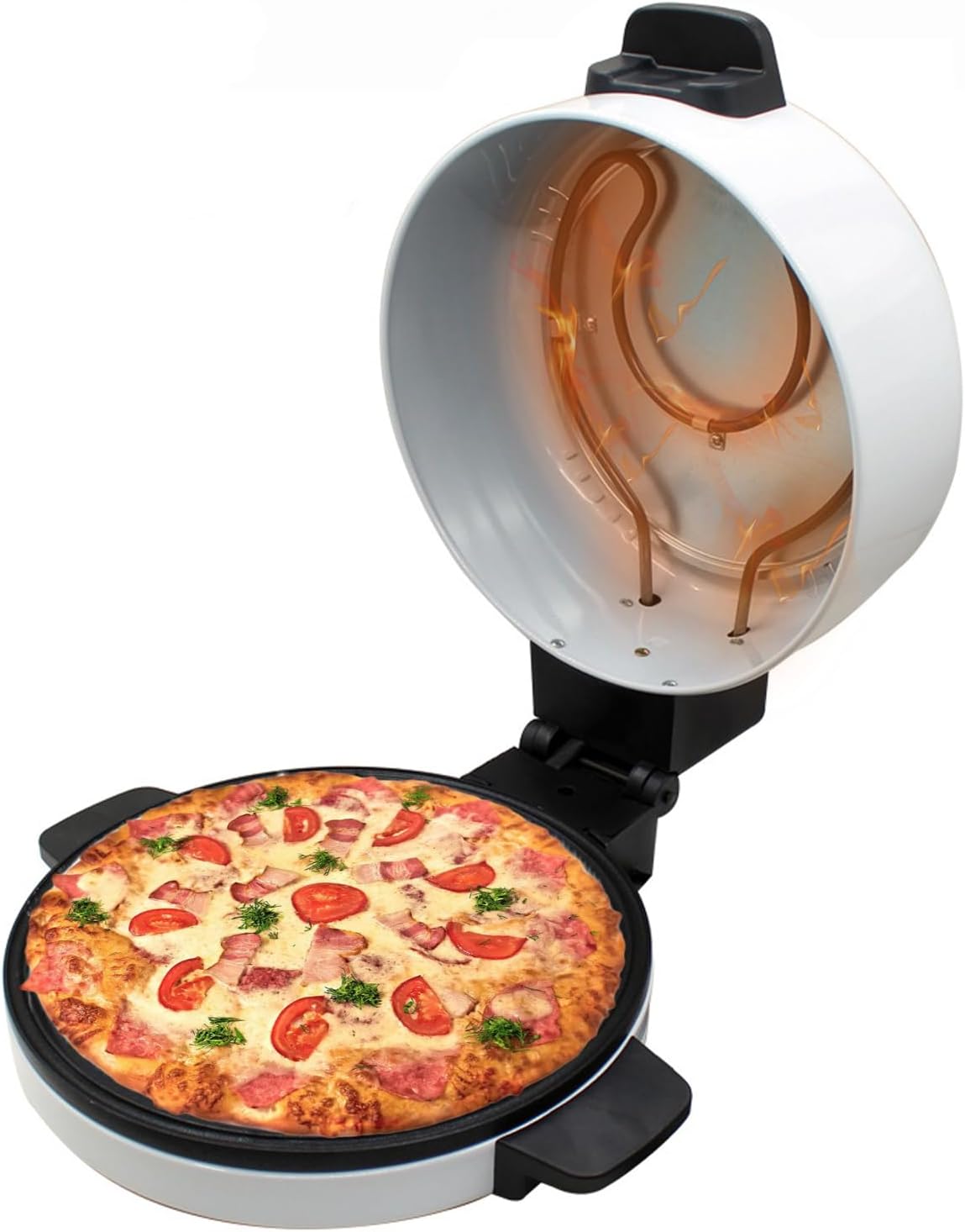 Electric Pizza Oven, 12 inch Pizza Maker Indoor Countertop Pizza Ovens Crispy Crust Stone Baked Pizza, Homemade Pizza in 6 Minutes! Ideal for Indoor or Outdoor Party