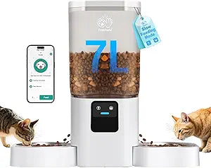 Automatic Cat Feeder 2 Cats with Slow Feed: Dual Automatic Dog Feeder with 5G WiFi, Cat Food Dispenser with APP Control for Multiple Pets, Detachable for Easy Clean, Double Pet Bowl - 29 Cup