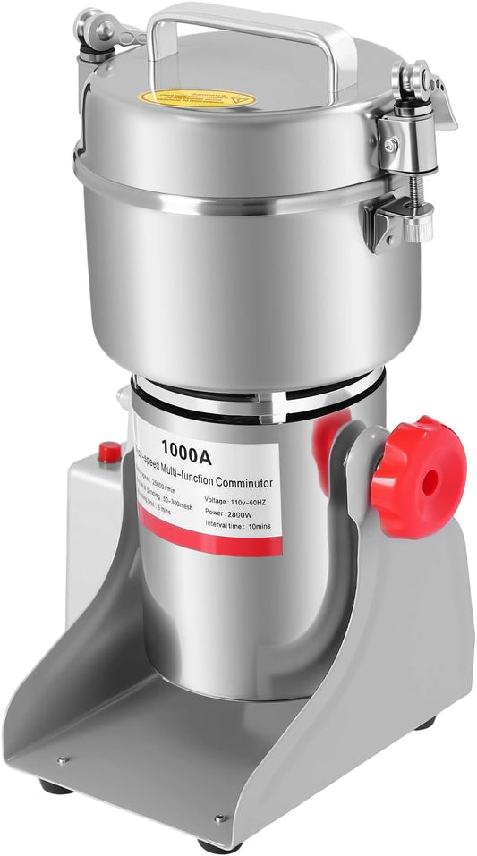 1000g Grain Mill Grinder, 30000Rpm High-speed Commercial Spice Grinder, 3600W Electric Stainless Steel Pulverizer Dry Grinding Machine for Grains, Coffee Beans and Seasonings