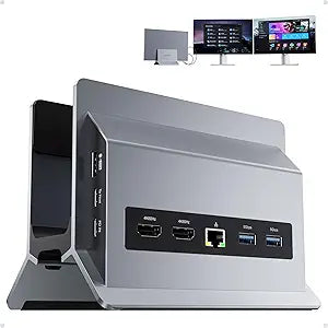 Laptop Docking Station Dual Monitor, 11 in 1 Vertical USB C Dock Stand with 2 HDMI 4K 60Hz, 3 USB A/C 10Gbps, 2 USBA 5Gbps, USB-A 2.0, Ethernet, PD 3.0 Docking Station for Type-C Laptops