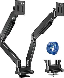 Dual Monitor Mount Fits Max 39" Computer Screen, Hold 4.4-33 lbs Each Ultrawide Desk Mount, Adjustable Gas Spring Double Monitor Arm, Monitor Stand for 2 Monitors with USB, VESA