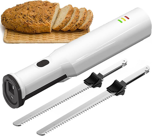 Electric Carving Knife, Ergonomic Cordless Electric Knife with Safety Lock Trigger Release, 2000mAh Large Capacity Battery & Efficiently Carve Meats, for Carving Meats, Poultry, Bread