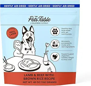 The Pets Table Lamb & Beef with Brown Rice Air Dried Dog Food, 3 lbs / 48 oz Bag