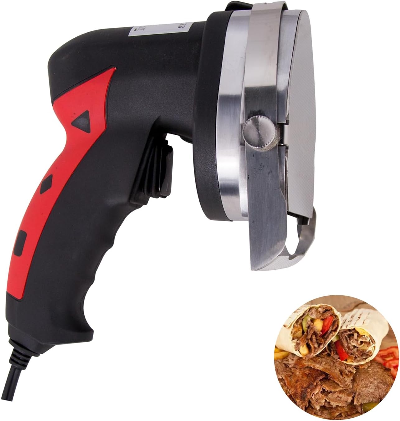 Shawarma Knife Electric Gyro Cutter 110V 80W Kebab Gyro Knife Commercial Turkish Kebab Slicer for Home Restaurant, 0.5-8 mm Adjustable Thickness