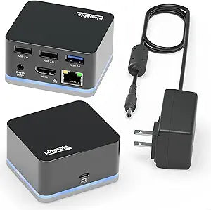 Plugable USB-C Wired Cube Mini Docking Station - Compact HDMI, Gigabit Ethernet, and 3 USB Ports - Works with USB-C, USB4, and Thunderbolt, MacBook, Windows, Chromebook - No Host Charging