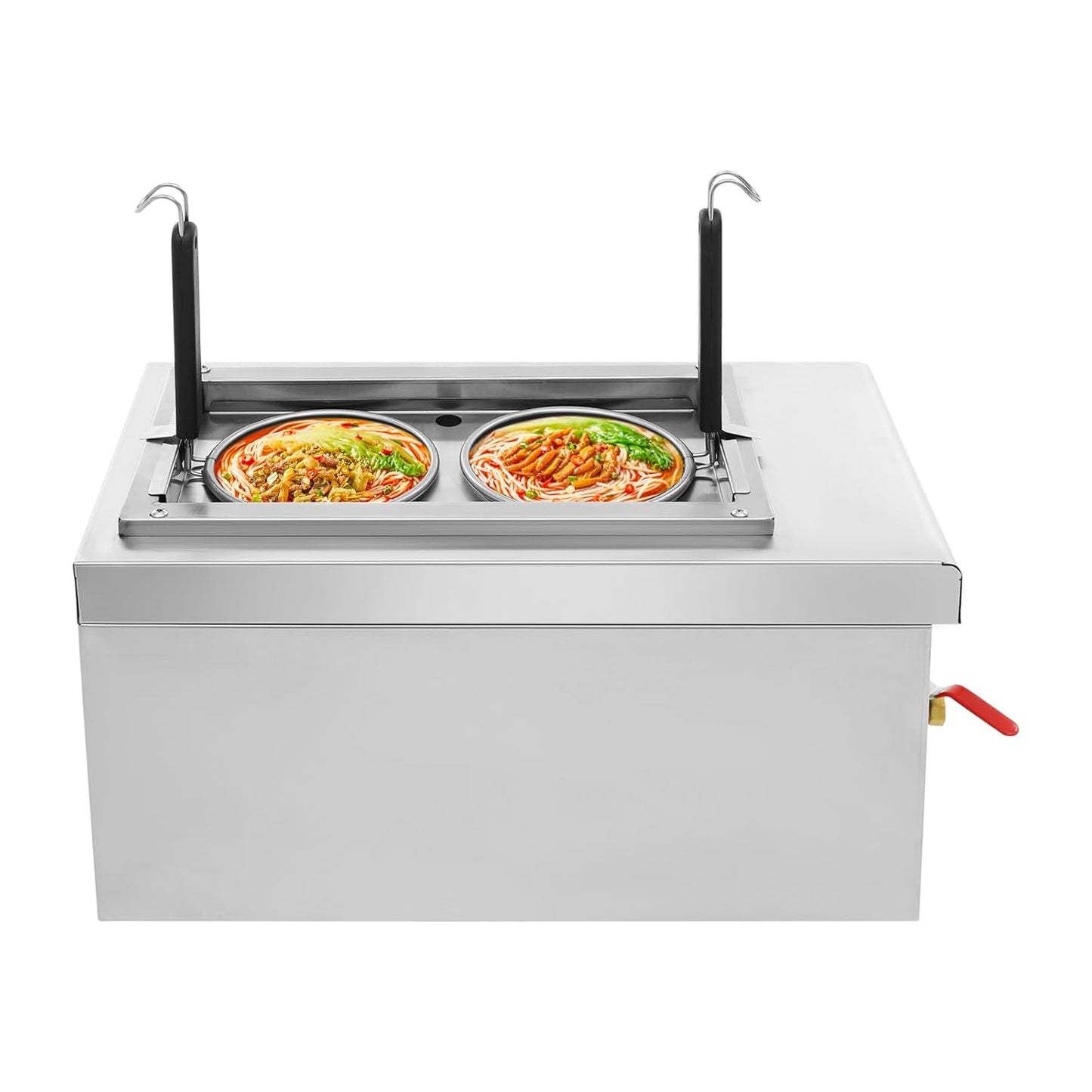 2 Holes Electric Noodles Pasta Boiler, 2500W 9L/2.38Gal Stainless Steel Table Top Noodles Cooker 122-230℉ Accurate Temperature Control Commercial Pasta Cooker for Home/Kitchen