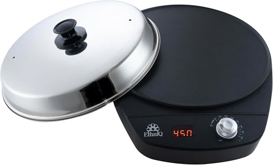 Ethniq 16" Electric Injera Maker - Griddle for Crepe, Ethiopian Mogogo, Anjero, Mitad, Pancake, Teff - Adjustable Heat Control with Digital Screen - Non-Stick Surface - Even Heat Distribution