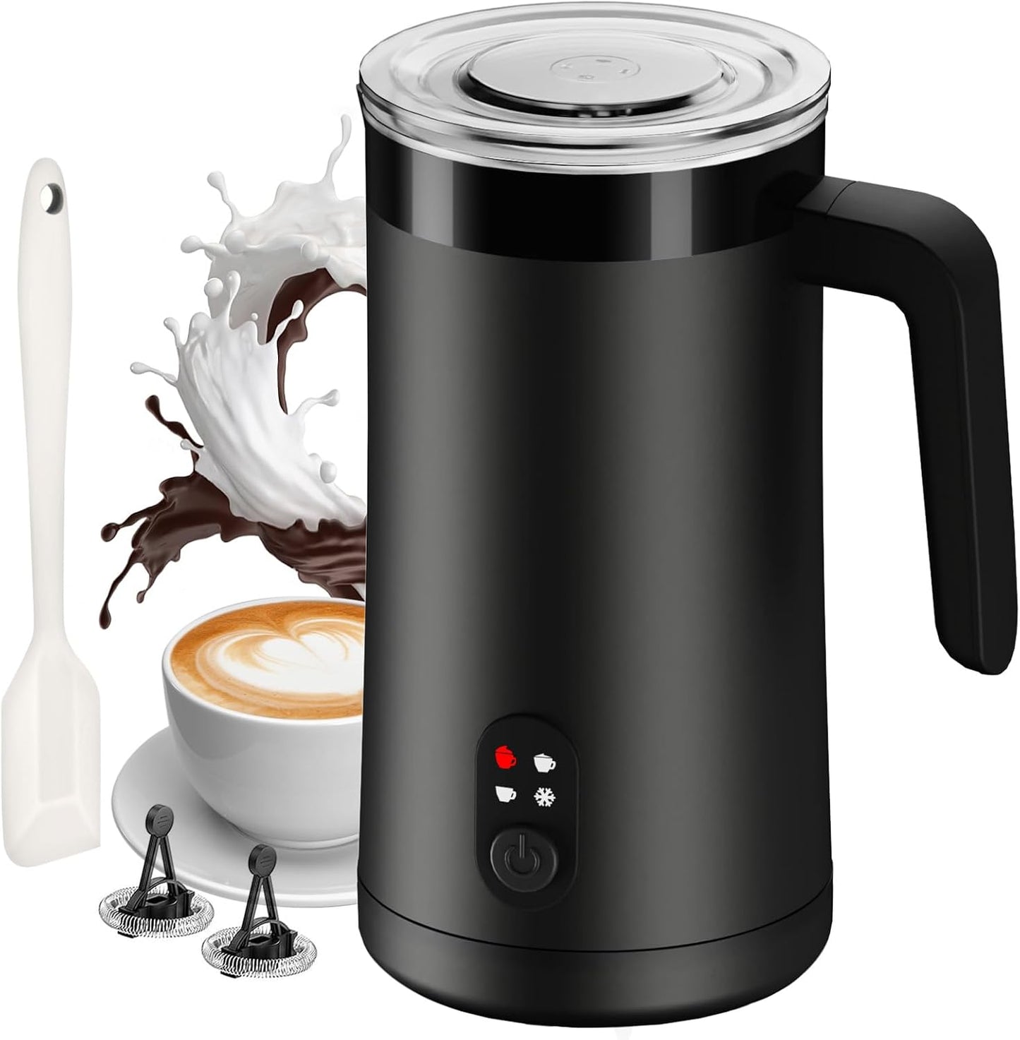 Ovetedot Milk Frother, 4-in-1 Milk Frother and Steamer, 13.5oz\/400ml Automatic Hot and Cold Foam Maker and Milk Warmer, Electric Frother for Coffee, Latte, Cappuccino, Macchiato, Matcha(Black)