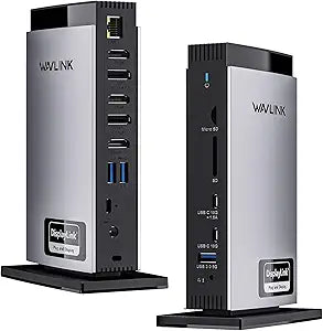 WAVLINK Docking Station 3 Monitors, Triple 4K@60Hz for MacBook M1/M2/M3/M4/Windows, Displaylink Dock with 3X HDMI or 2X DisplayPort, 130WPD,5 USB Ports, Ethernet, Audio, SD/TF