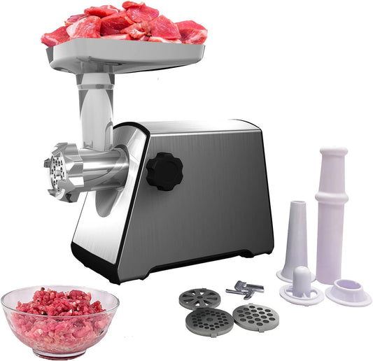 Electric Meat Grinder,2800W Sausage Stuffer Maker,Reverse Function,Commercial Food Grinder Meat Mincer with Sausage & Kubbe Kit and 3 Stainless Steel Grinder Plates,for Home Kitchen Use