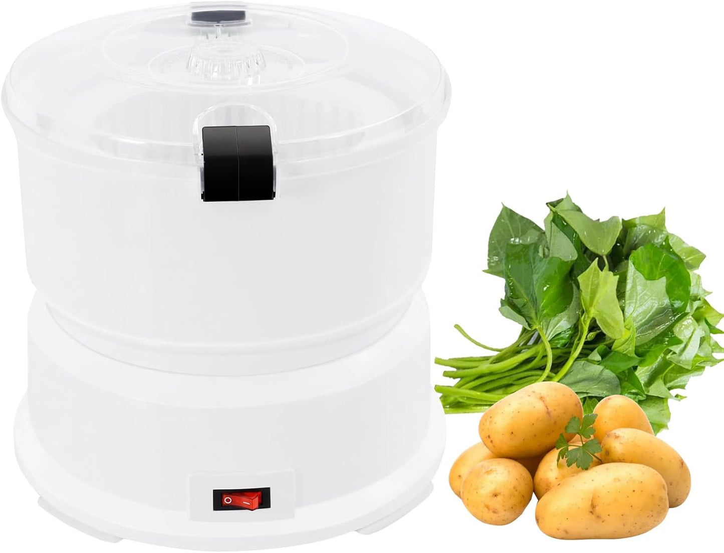 Electric Potato 2-In-1 Electric Peeler, 85W Automatic Potato Peeling Machine, Suitable for Household or Commercial, Used for Peeling Potatoes and Dehydrating Vegetables,White