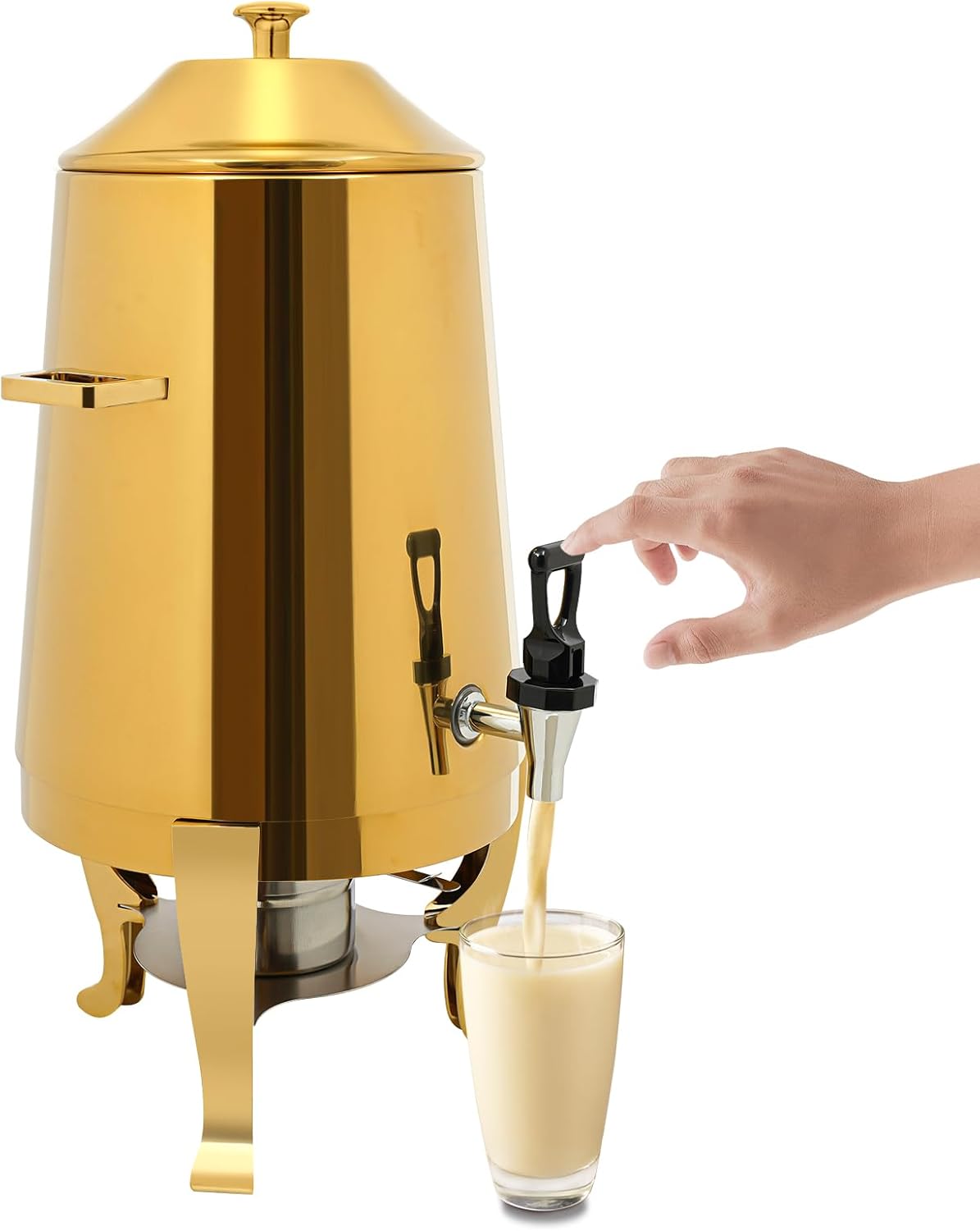 Stainless Steel 13L Coffee Urn, Electric Hot Drinks Dispenser with Fuel Tray for Party Event, Gold Hot Drink Dispenser for Tea, Coffee, Milk, Water, Juice