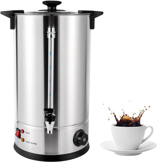 15L Coffee Urn Machine, Office Commercial Hot Water Boiler Dispenser Thermostable Stainless Steel Tea Urn Electric Catering Hot Water Boiler Large Coffee Maker for Tea, Coffee