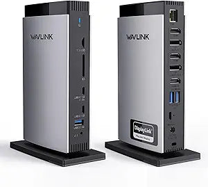 WAVLINK DisplayLink Docking Station 3 Monitors with 130WPD Power Adapter, USB C Laptop Dock for M1/M2/M3/M4/Mac and Windows, Thunderbolt 4/3