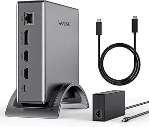 Laptop Docking Station,WAVLINK PD3.1 Docking Station 3 Monitors with 2*HDMI + DP,Single 4K@144Hz,140W PD Charge,USB-C 10Gb,USB-A 5Gb,Gigabit Ethernet,Audio/Mic for Windows System Computer
