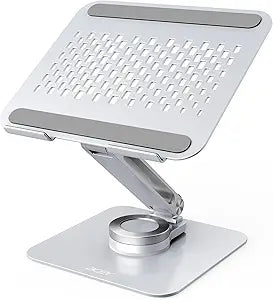acer Laptop Stand for Desk - with 360 Swivel Base, Rotating Laptop Riser for Desk, Adjustable Computer Stand for Laptops, Ergonomic Riser Holder Foldable, Portable MacBook Pro Air (10-16") - Silver