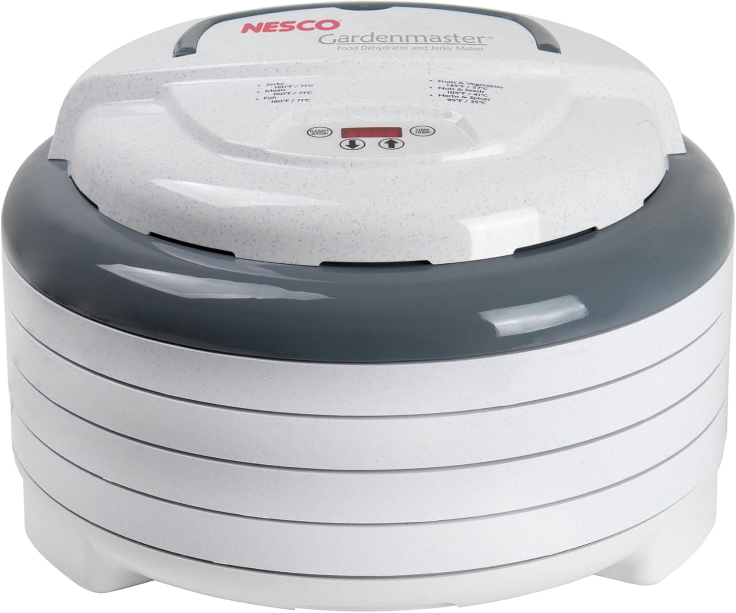 Nesco FD-1040 Gardenmaster Digital Pro Food Dehydrator, for Beef Jerky, Fruit, Herbs, and Snacks, 4 Trays, White