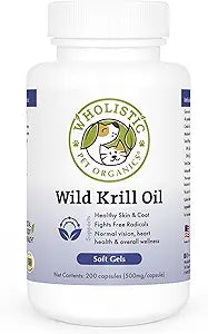 Wholistic Pet Organics Krill Oil for Dogs - Dog Itching Skin Relief & Joint Health - Omega 3 Supplement for Skin & Coat Support, Allergy Relief, Senior Dog Supplements, and Healthy Coat for Dogs