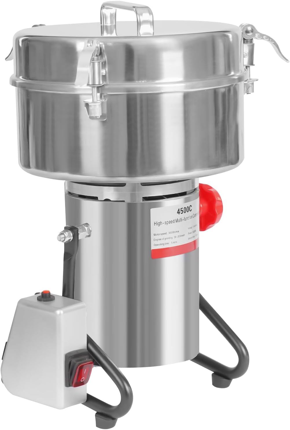 110V 5000W 4500g Electric Grain Mill Grinder, 30000r/min Commercial Grinders Stainless Steel Dry Grinding Machine High-speed Spice Herb Grinders Machine for Dry Spice Herbs Grains Coffee Rice Pepper.