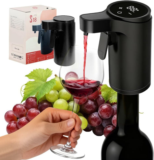 Electric Wine Aerator and Dispenser, Rechargeable Automatic Wine Pourer with LED Touch Screen and Self-Clean, 1-99ML Quantitative Wine Decanter for Home, Party, Holiday Gifts