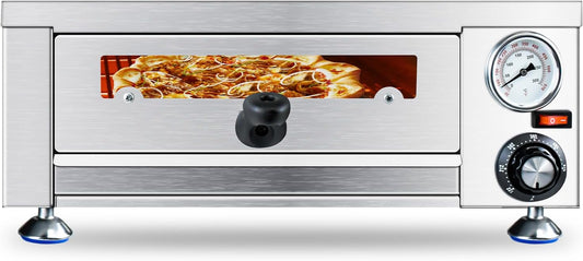 KOOTEN Electric Commercial Indoor Pizza Oven Stainless Steel Countertop Pizza Oven with Bread Crumbs 1100W Pizza Oven for home Restaurant