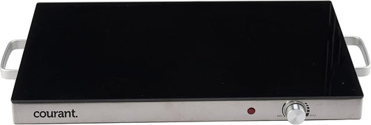 Courant Portable Electric Warming Tray with Adjustable Temperature Control, Ceramic-Glass Top 24" x 15" Keeps food Hot for Buffets, Restaurants, Parties, Dinner, Countertop or Tabletop Stainless Steel
